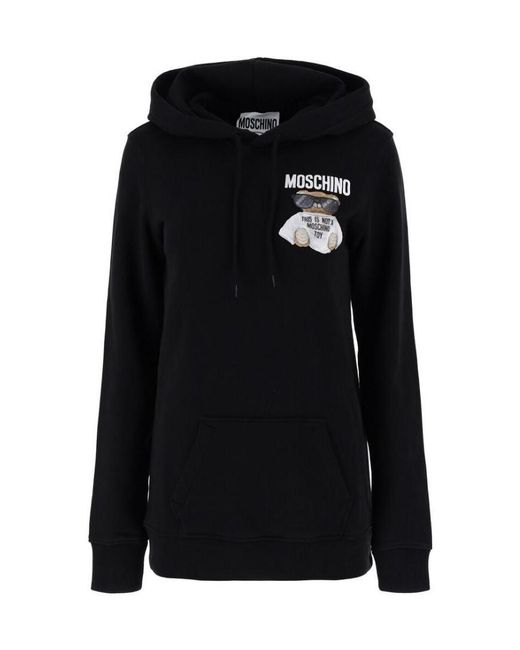 Moschino Black Teddy Bear-Print Hoodie