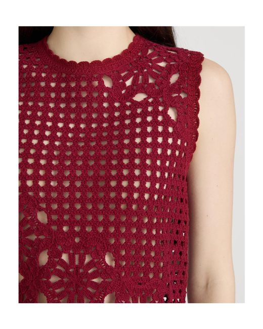 FRAME Red Crocheted Vest