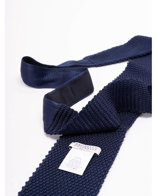 Brunello Cucinelli Black Square-Tip Knitted Tie for men