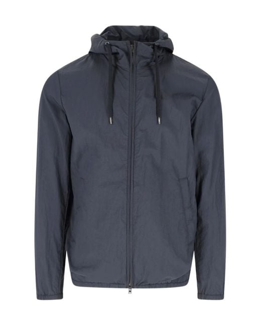 Herno Blue Zip-Up Hooded Jacket for men