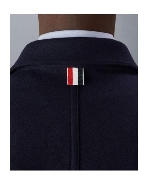 Thom Browne Blue Stripe Detailed Buttoned Jacket for men