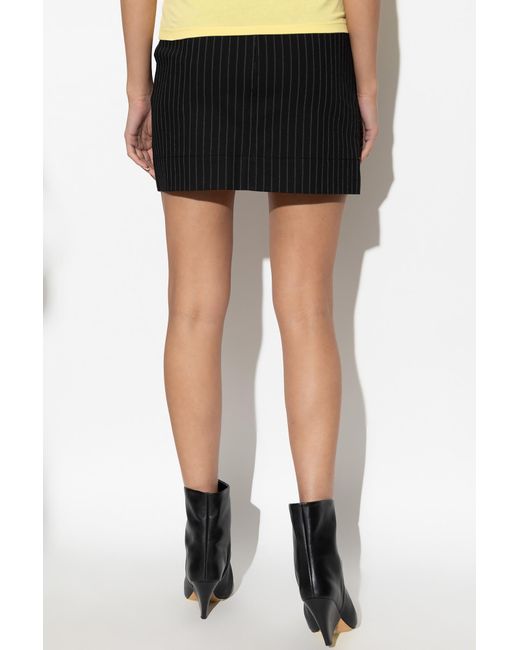 Ganni Black Stretch Stripe Mini Skirt