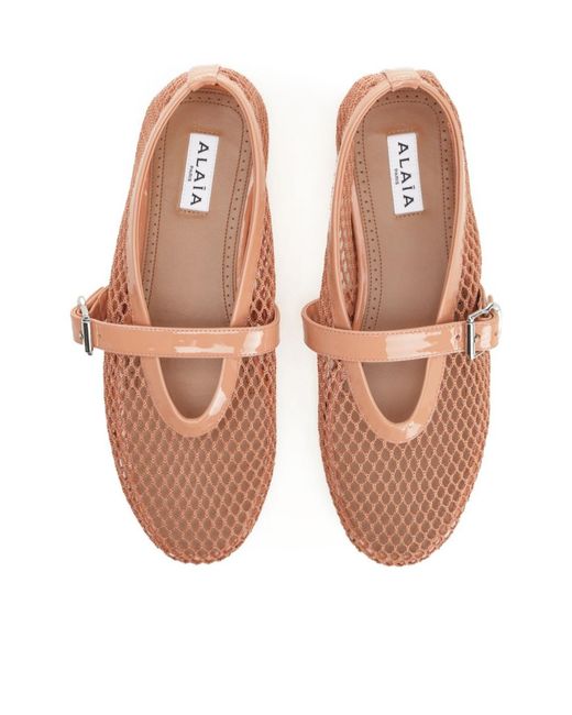 Alaïa Pink Alaïa Fishnet Ballet Flats