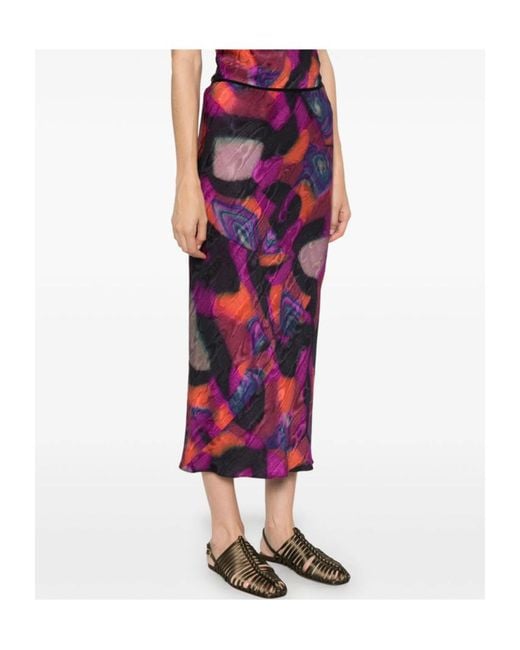 Dries Van Noten Purple Printed Skirt