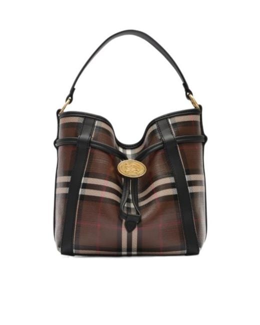 Burberry Black Mini Check Bucket Bag