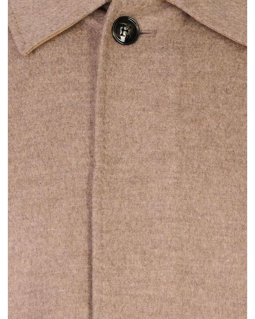 Kiton Brown Concealed-Front Coat for men