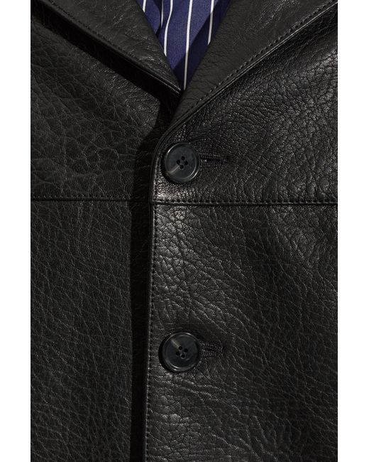 Arma Black Long-Sleeve Leather Jacket for men