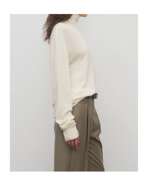 The Row White Lizzy Turtleneck Jumper