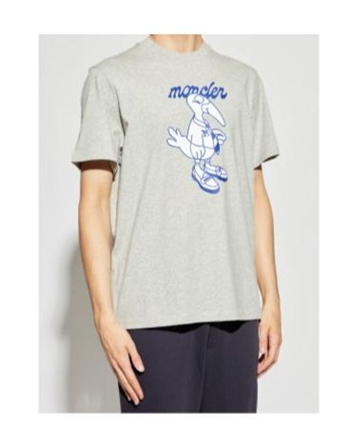 Moncler White Logo Printed Crewneck T-Shirt for men