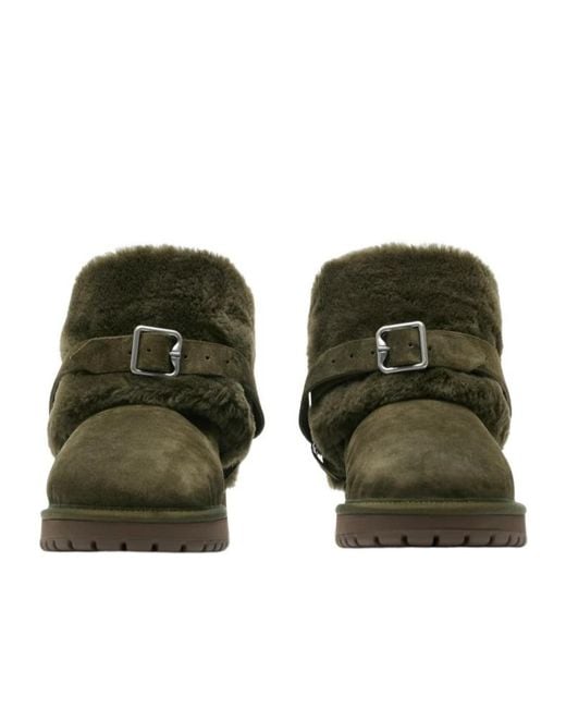 Burberry Green Chubby Buckled Shearling Ankle Boots for men
