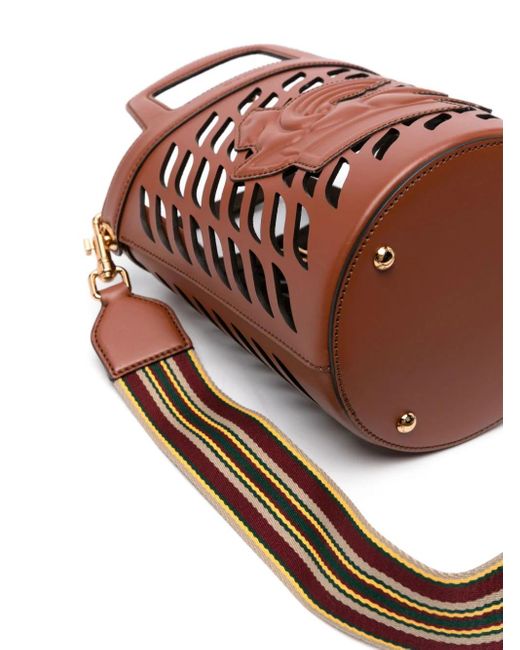 Etro Brown Pegaso Motif Cut Out Detailed Tote Bag