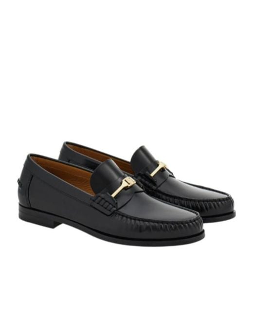 Ferragamo Black Ferragamo F Buckle Loafers for men