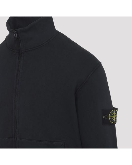 Stone Island Blue Logo Patch Zip-Up Sweatshirt for men