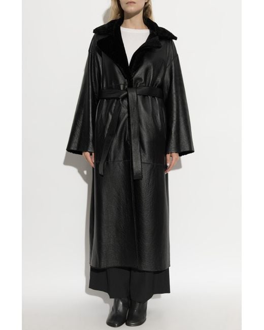 Arma Black Belted Shearling Coat