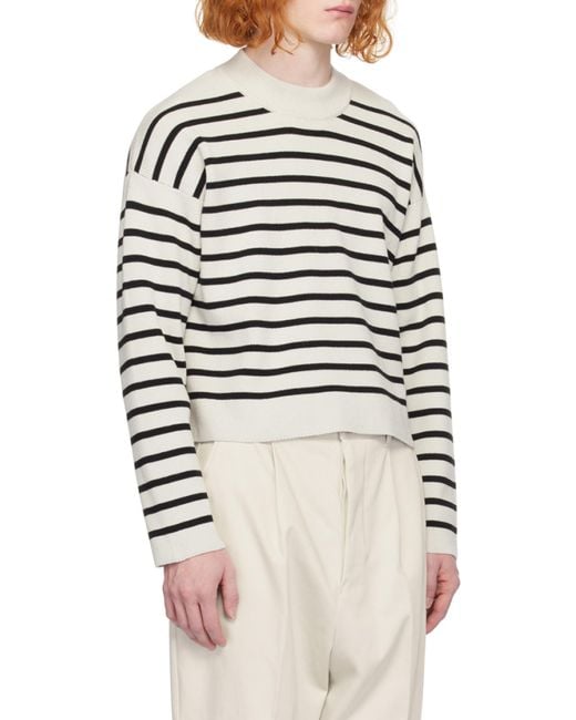 AMI White Ami Striped Long-Sleeved Jumper for men