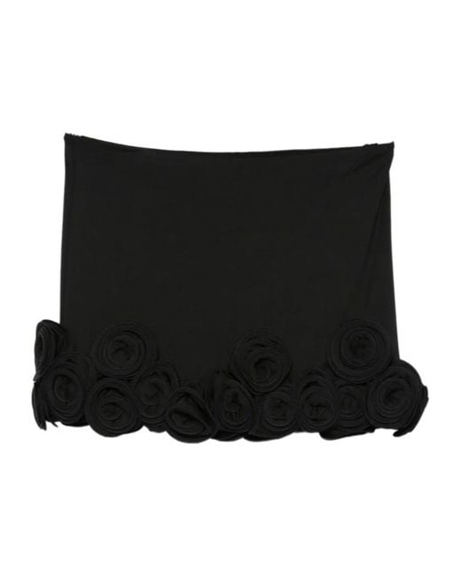 LaRevêche Black Floral-Appliqué Skirt