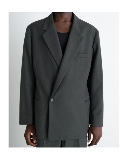 Lemaire Black Double-Breasted Long Sleeved Blazer for men