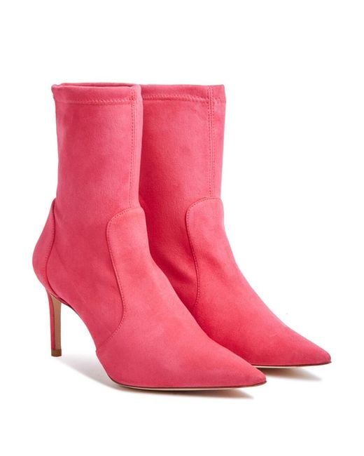 Stuart Weitzman Pink Pointed-Toe High-Ankle Boots