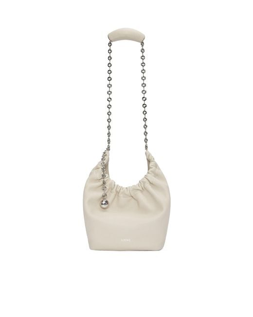 Loewe White Ruched Handle Shoulder Bag