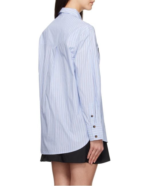 Ganni White Stripe Logo Shirt
