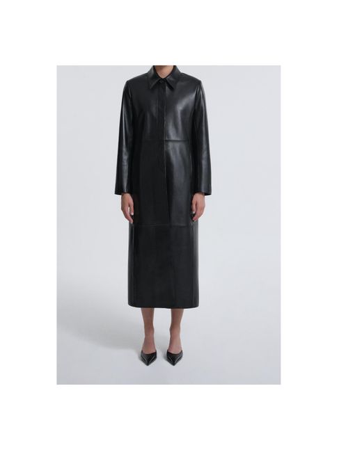 Nour Hammour Black Gotham Sleek Leather Coat