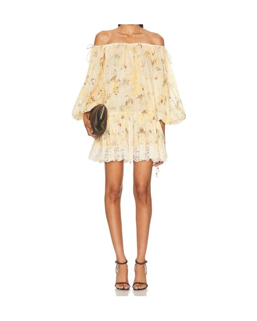 Zimmermann Natural Cascadian Tiered Printed Mini Dress