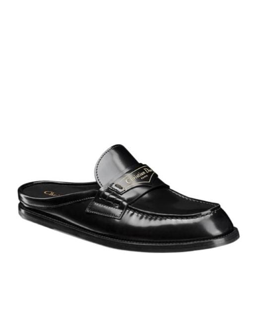 Dior Black Christian Boy Logo Detailed Slip-On Mules