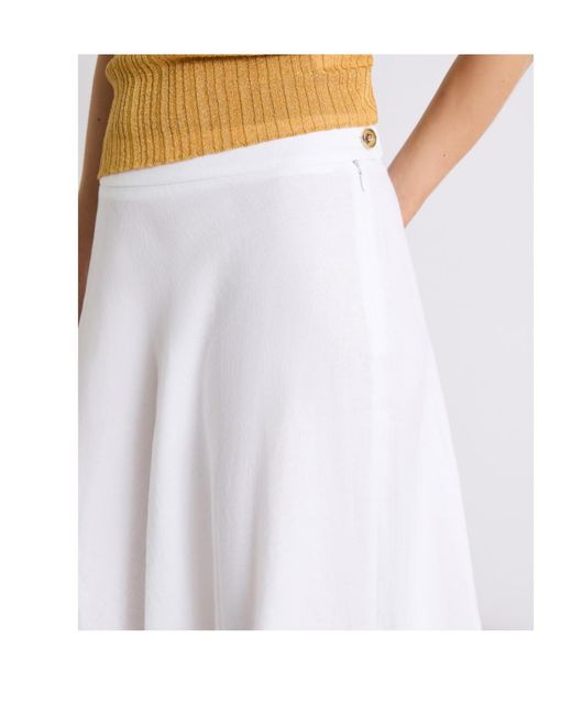 Marella White Linen Basketweave Skirt
