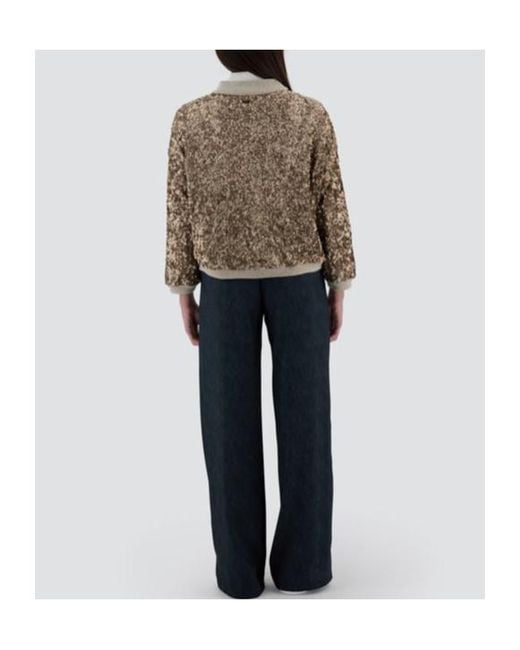 Herno Brown Sequined Zip-Up Bomber Jacket