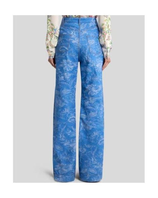 Etro Blue Paisley Motif High Waist Jeans