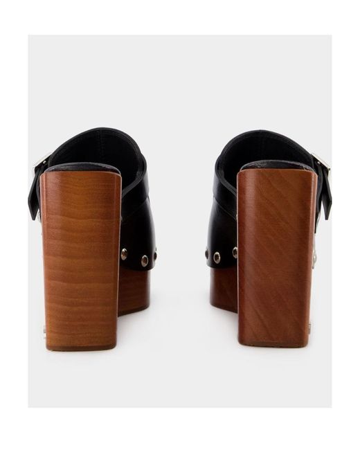 AMI Black Side-Buckle Slip-On Clog Mules