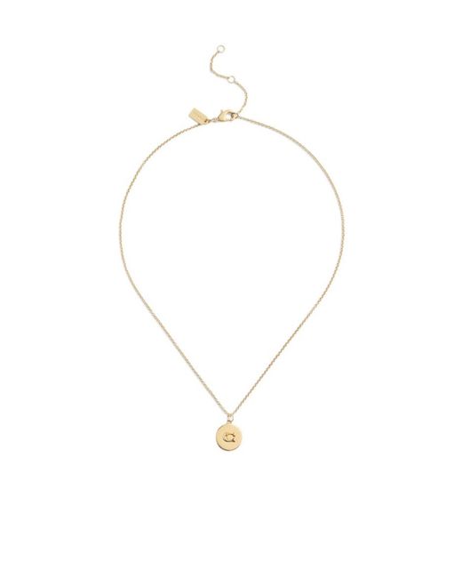 COACH White Signature Coin Pendant Necklace