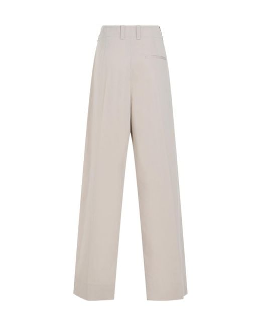 Bottega Veneta White Pleated Detail Tailored Trousers