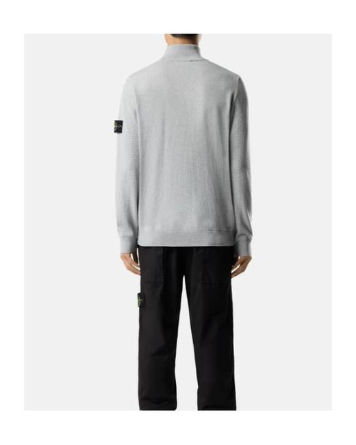 Stone Island Gray Logo Patch Zipped Jumper for men