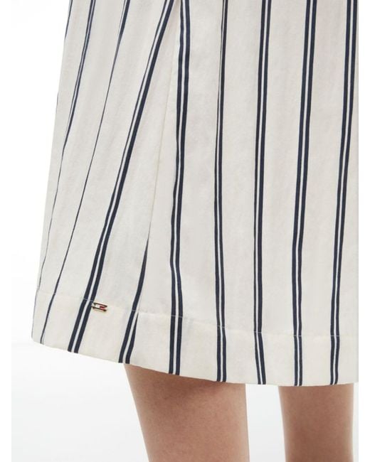 Tommy Hilfiger White Striped Double-Breasted Midi Dress