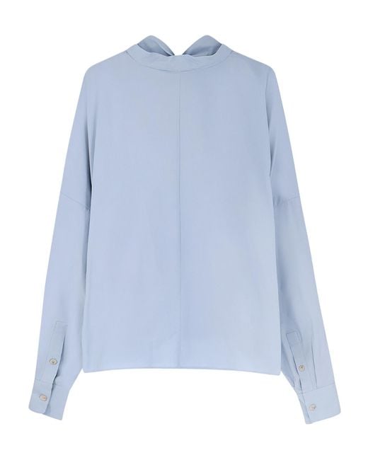 Alysi Blue Bow Detail Asymmetric Top