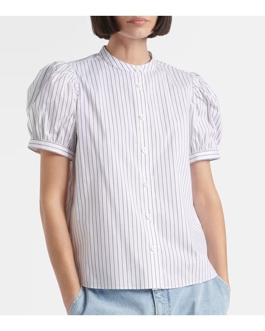 FRAME White Striped Short-Sleeved Shirt