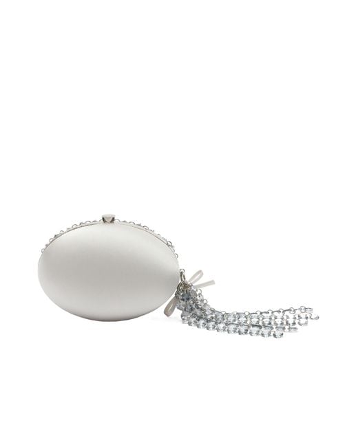 Self-Portrait Gray Crystal Chain Clutch Bag