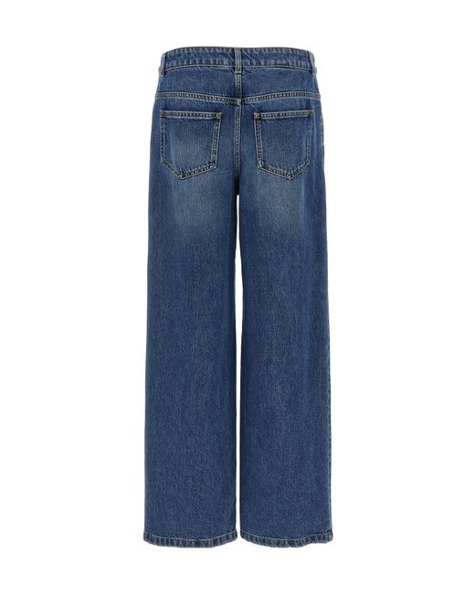 Moschino Blue Teddy Bear Button Wide-Leg Jeans