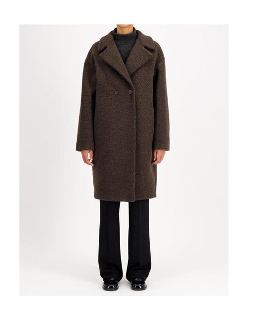 Harris Wharf London Brown Dropped Shoulder Coat Boucle