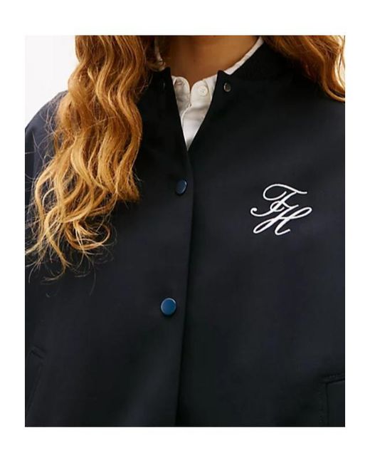 Tommy Hilfiger Blue Timeless Wool Blend Relaxed Bomber Jacket