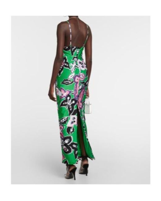 Area Green Halterneck Embellished Printed Gown