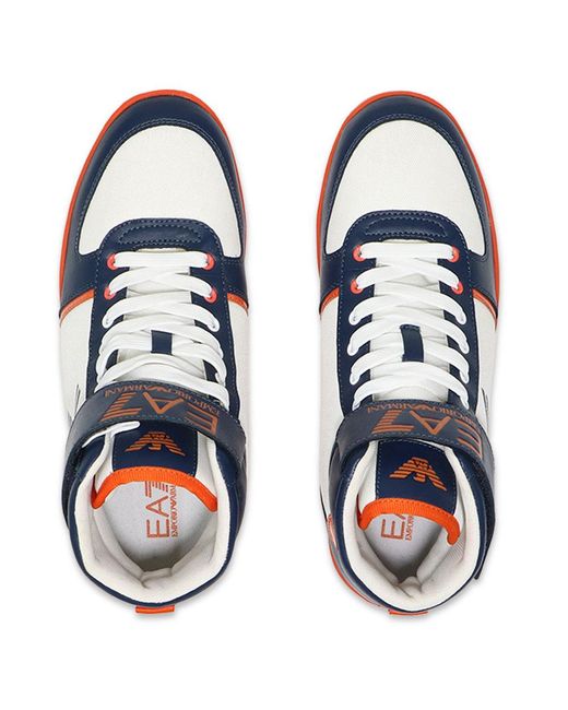 EA7 Blue High-Top Lace-Up Casual Sneakers for men