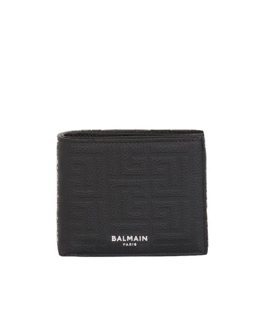 Balmain Black Logo Detailed Bi-Fold Wallet for men