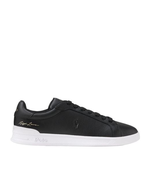 Polo Ralph Lauren Black Solid Color Low Top Trainers for men