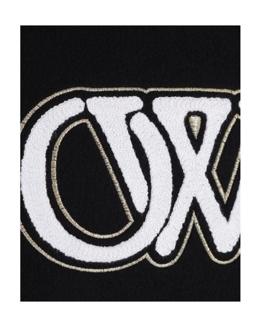 Off-White c/o Virgil Abloh Black Logo Detailed Bomber Jacket for men