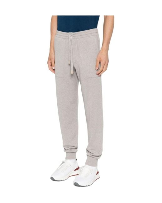Brioni Gray Drawstring Casual Pants for men