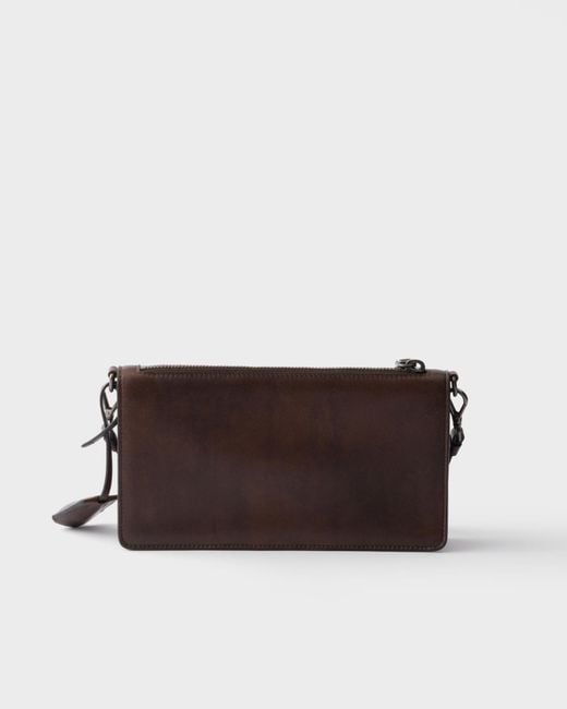 Prada Brown Zipper Clutch for men