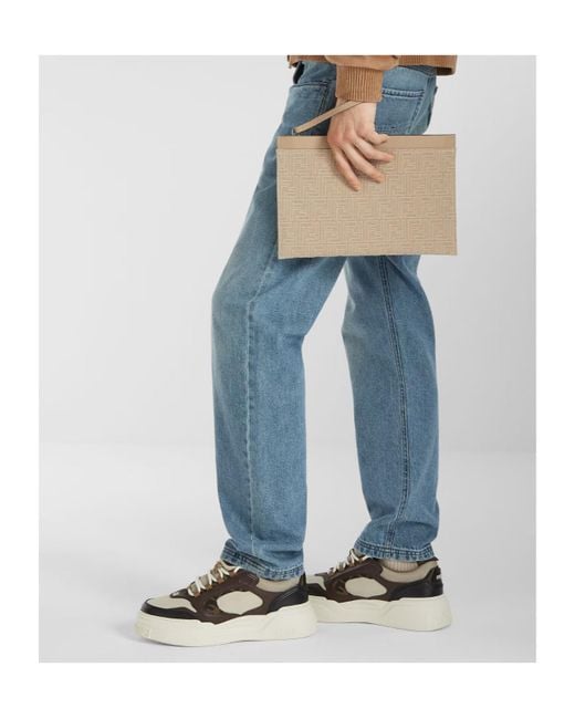 Fendi Gray Force Lace-Up Sneakers for men