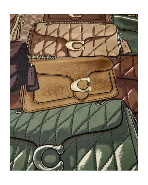 COACH Brown Printed Silk Scarf